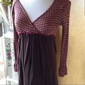 Anthropologie Language Los Angeles V Neck Peasant Top